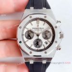 (BF) Swiss Replica Audemars Piguet Royal Oak Chronograph Watch White Face Rubber Strap